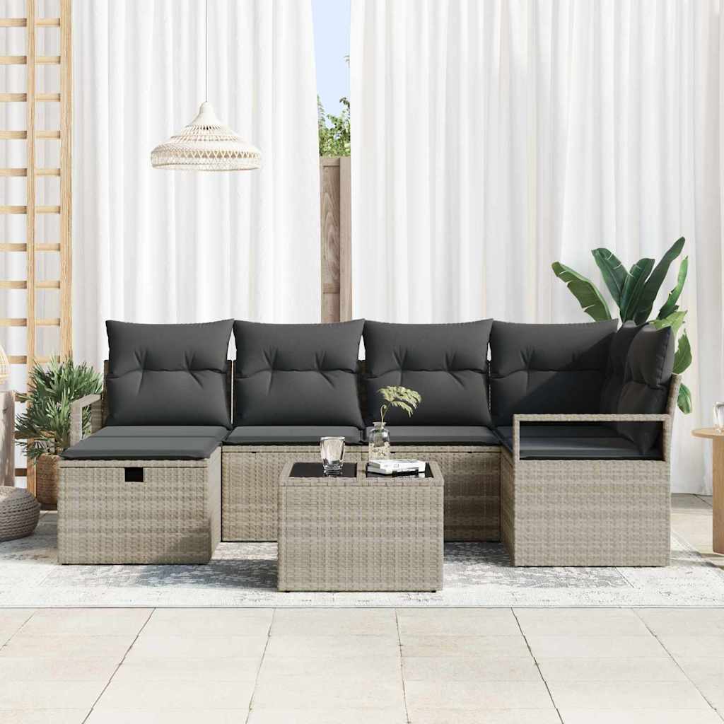 Garten-Sofa-Set 7 pcs Hellgrau 232 x 122 x 85 cm Poly Rattan